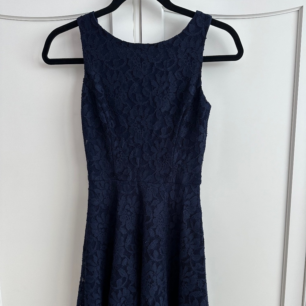 Formal navy blue lace dress